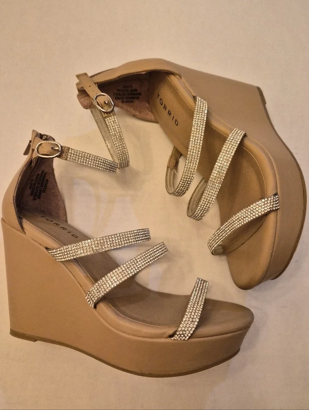torrid Blush Nude Wedge Sandals with Sparkle Straps